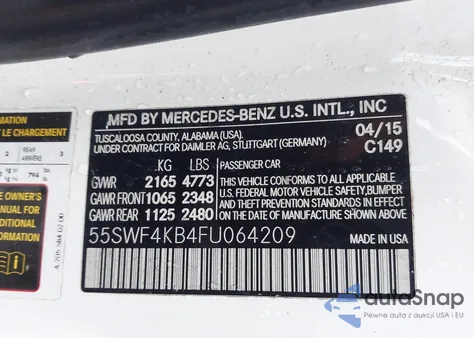 2015 Mercedes-Benz C 300 4Matic/Luxury 4Matic/Sport 4Matic from USA, damaged, VIN 55SWF4KB4FU064209